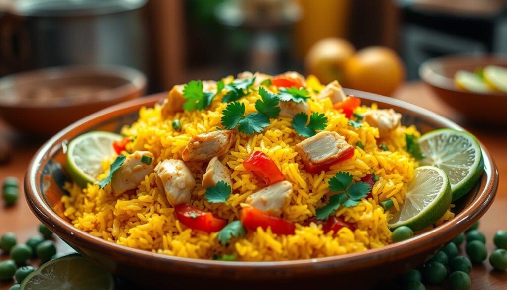 Traditional Arroz con Pollo Dish Traditional Arroz con Pollo Dish
